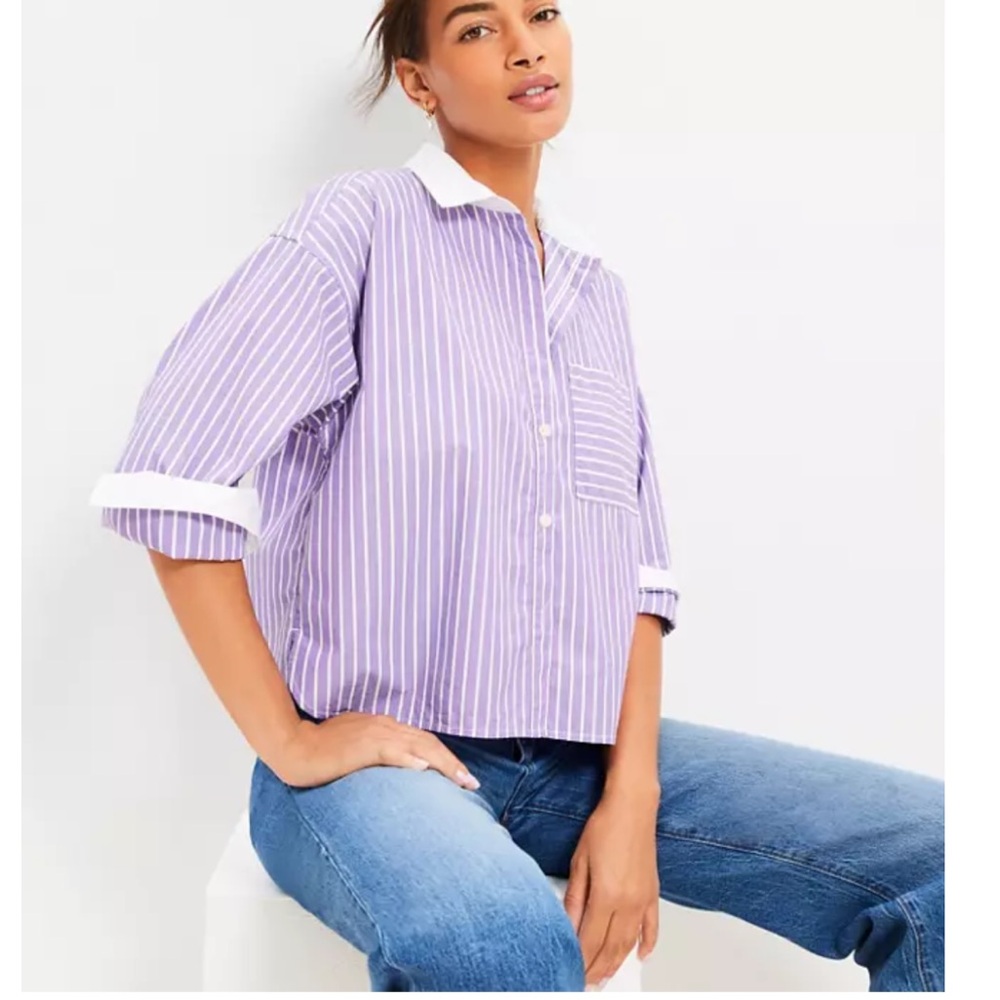 Loft Purple Striped Women's Top